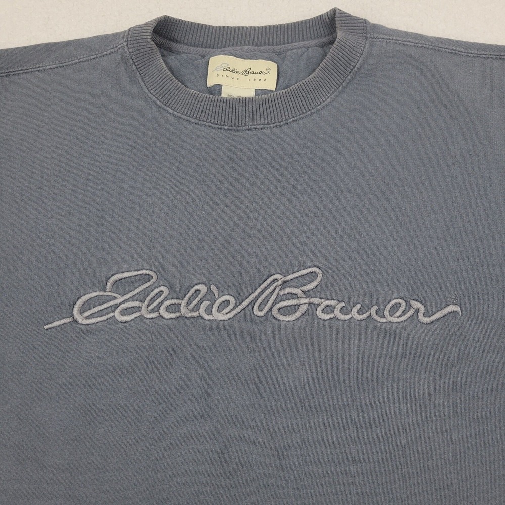 Eddie Bauer Embroidered Logo Crewneck Sweatshirt Mens Medium M Blue READ